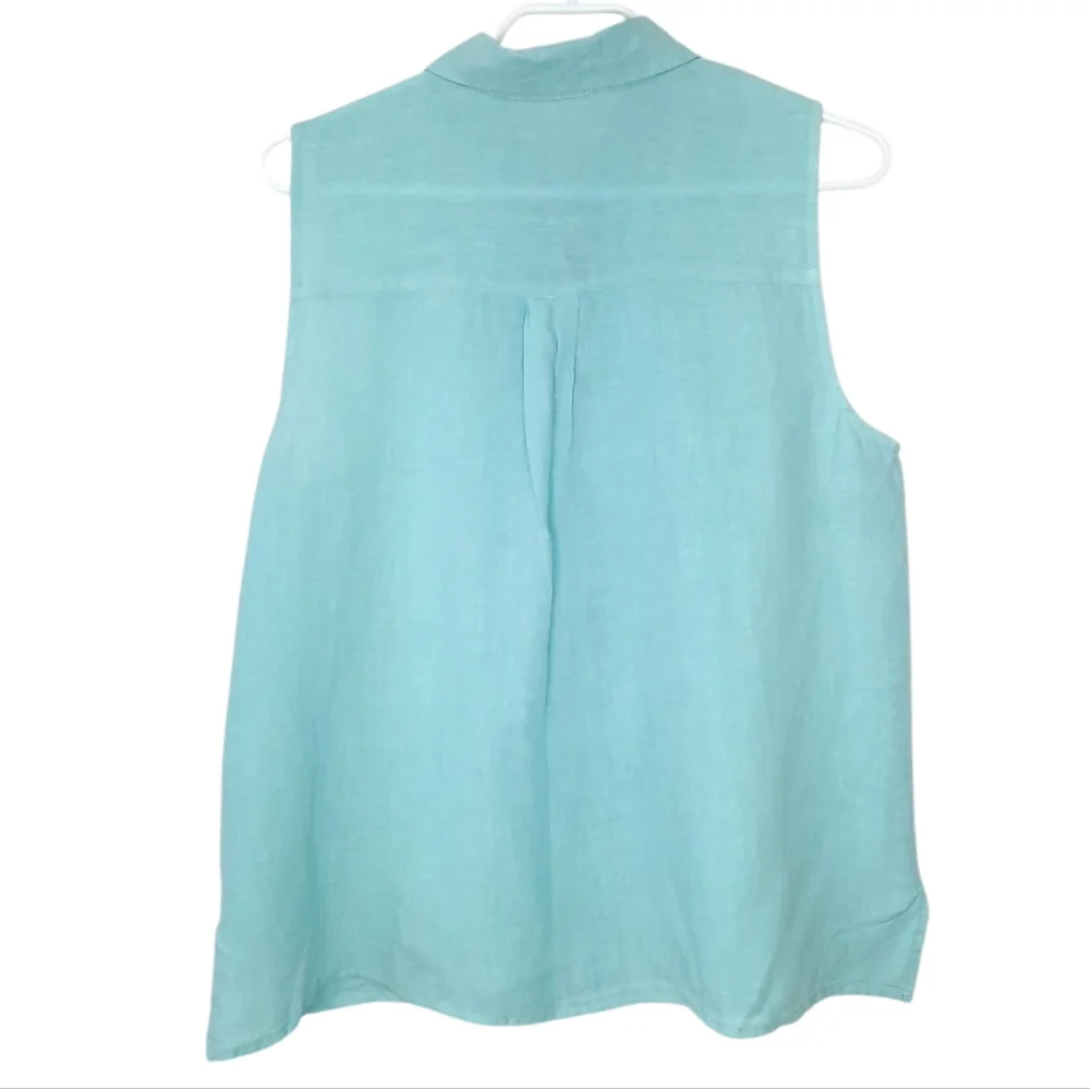 Eileen Fisher Hankerchief Linen Sleeveless Button Down Shirt Blouse Womens Small - Picture 8 of 11